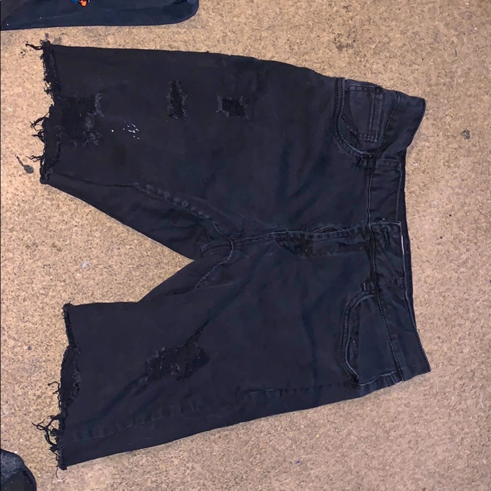 Black shorts with rips